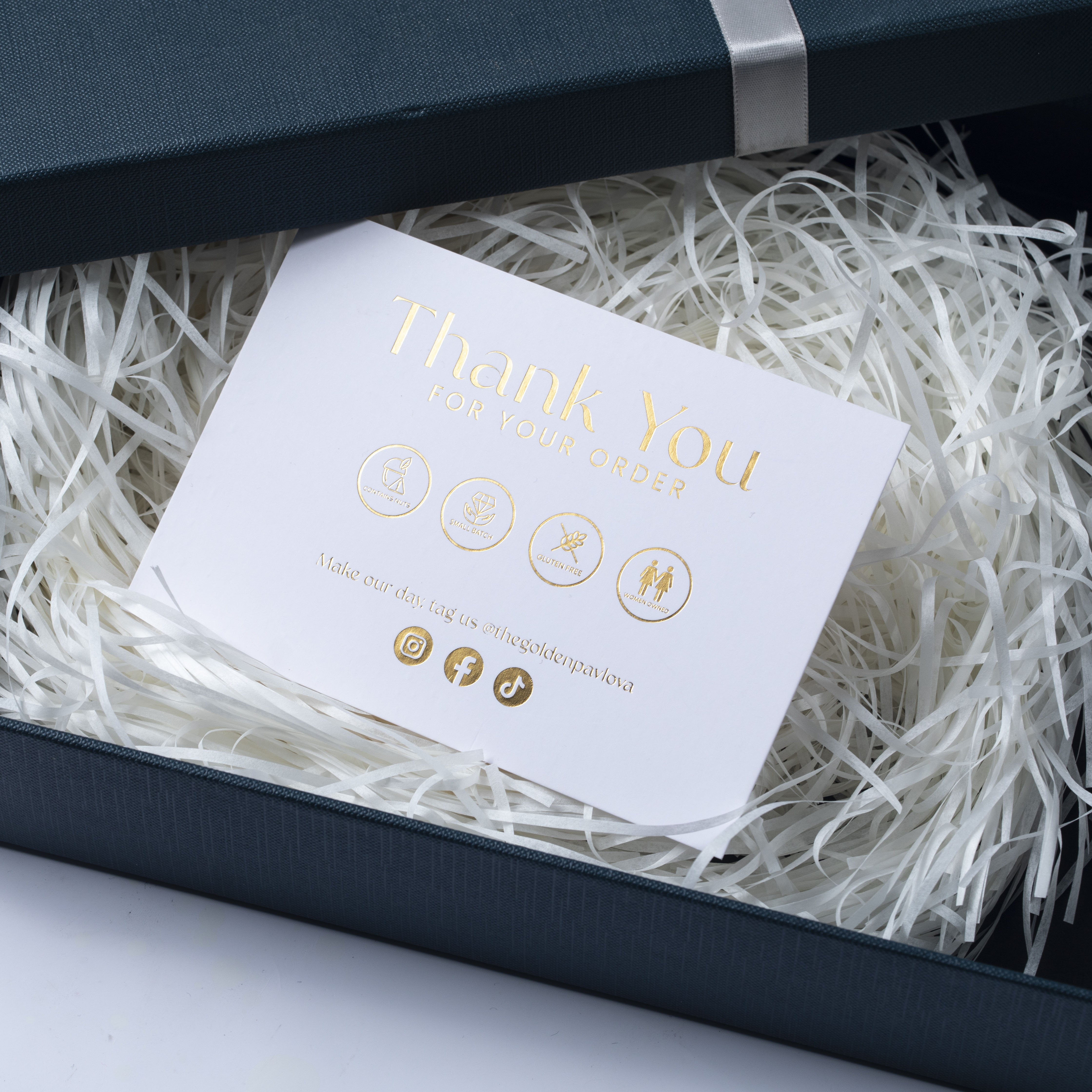 Luxury Custom 600g Thick Paper Thank You Post card With Foil Logo