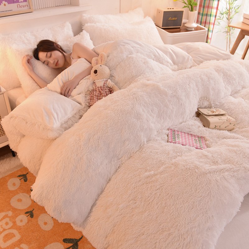 Autumn and winter mink velvet four-piece set coral crystal velvet flannel milk velvet four-piece set bedding wholesale