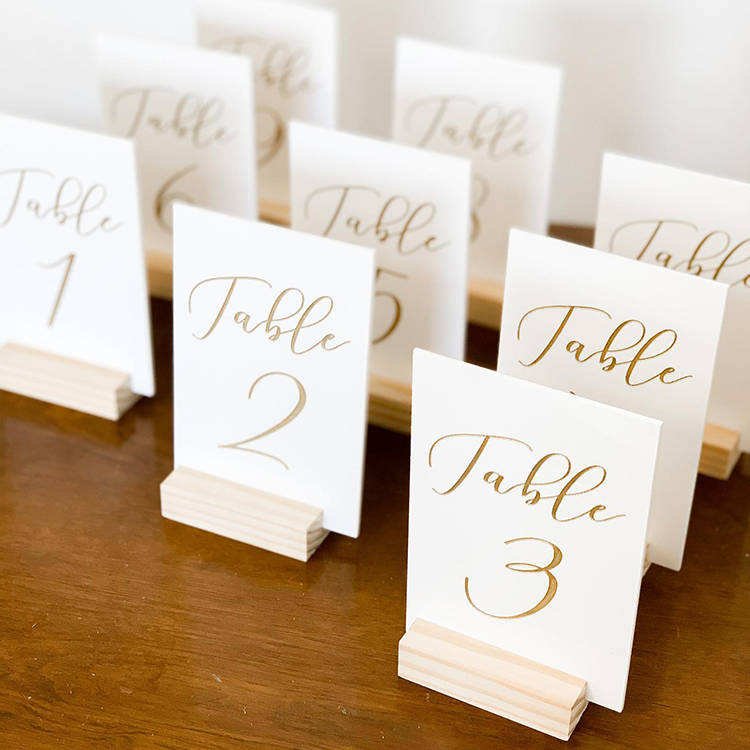 Custom Arch Painted Clear Transparent Wedding Acrylic Place Card Table Number Sign For Wedding