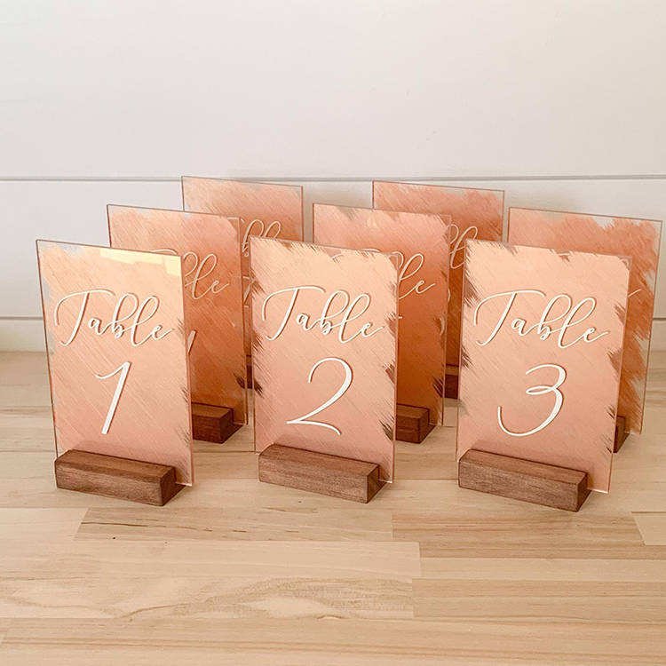 Custom Arch Painted Clear Transparent Wedding Acrylic Place Card Table Number Sign For Wedding