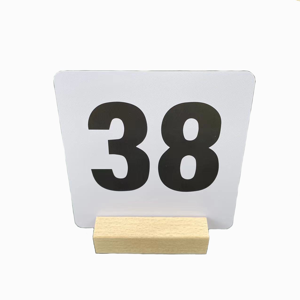Custom Durable Waterproof White Plastic Black Printing Numbered Wedding Table Number Card