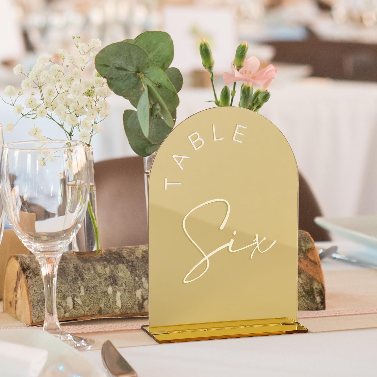Custom 5x7 Inch Acrylic Arch Table Sign with Holder Gold Mirrored Arch Wedding Table Numbers for Wedding