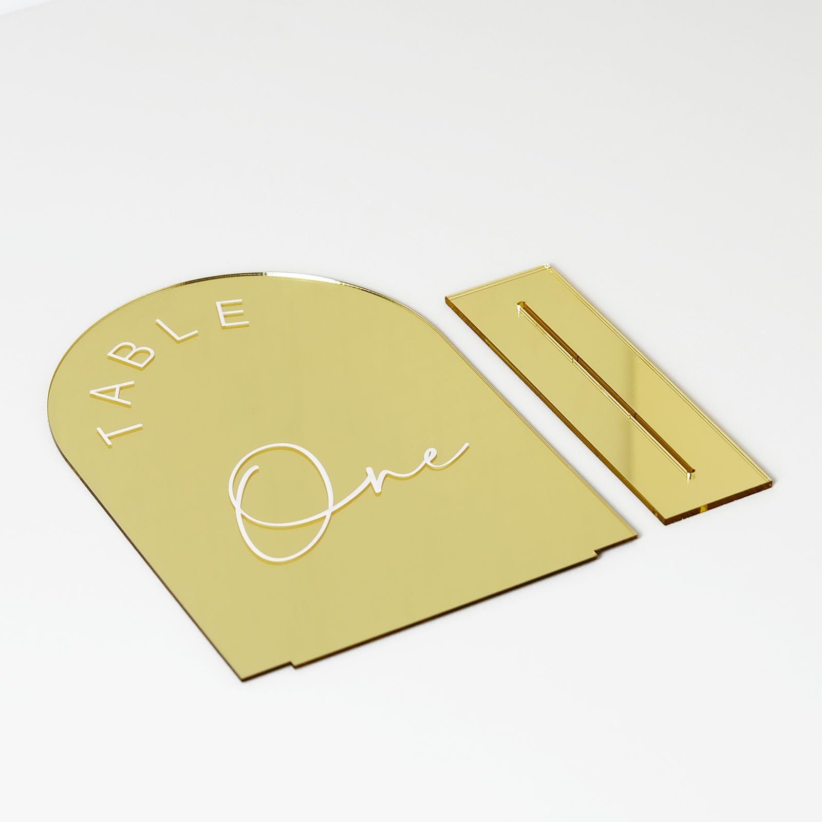 Custom 5x7 Inch Acrylic Arch Table Sign with Holder Gold Mirrored Arch Wedding Table Numbers for Wedding