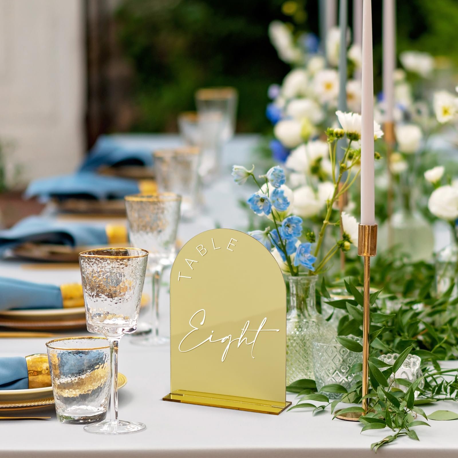Custom 5x7 Inch Acrylic Arch Table Sign with Holder Gold Mirrored Arch Wedding Table Numbers for Wedding