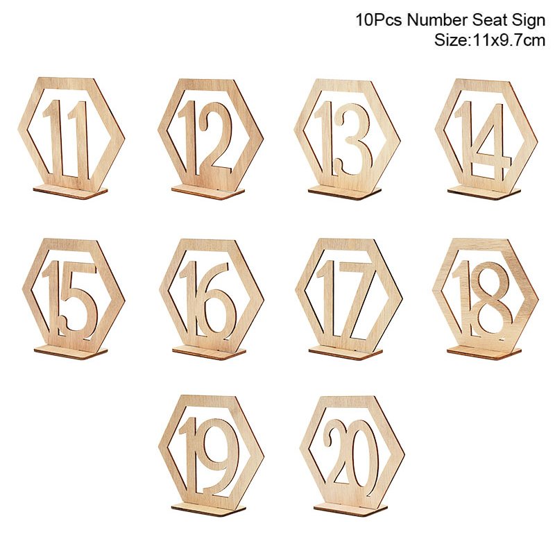 Natural Wooden digital seat number plate Place Card Holders Stand Rustic Wedding Decorations Party Table Number Name Sign
