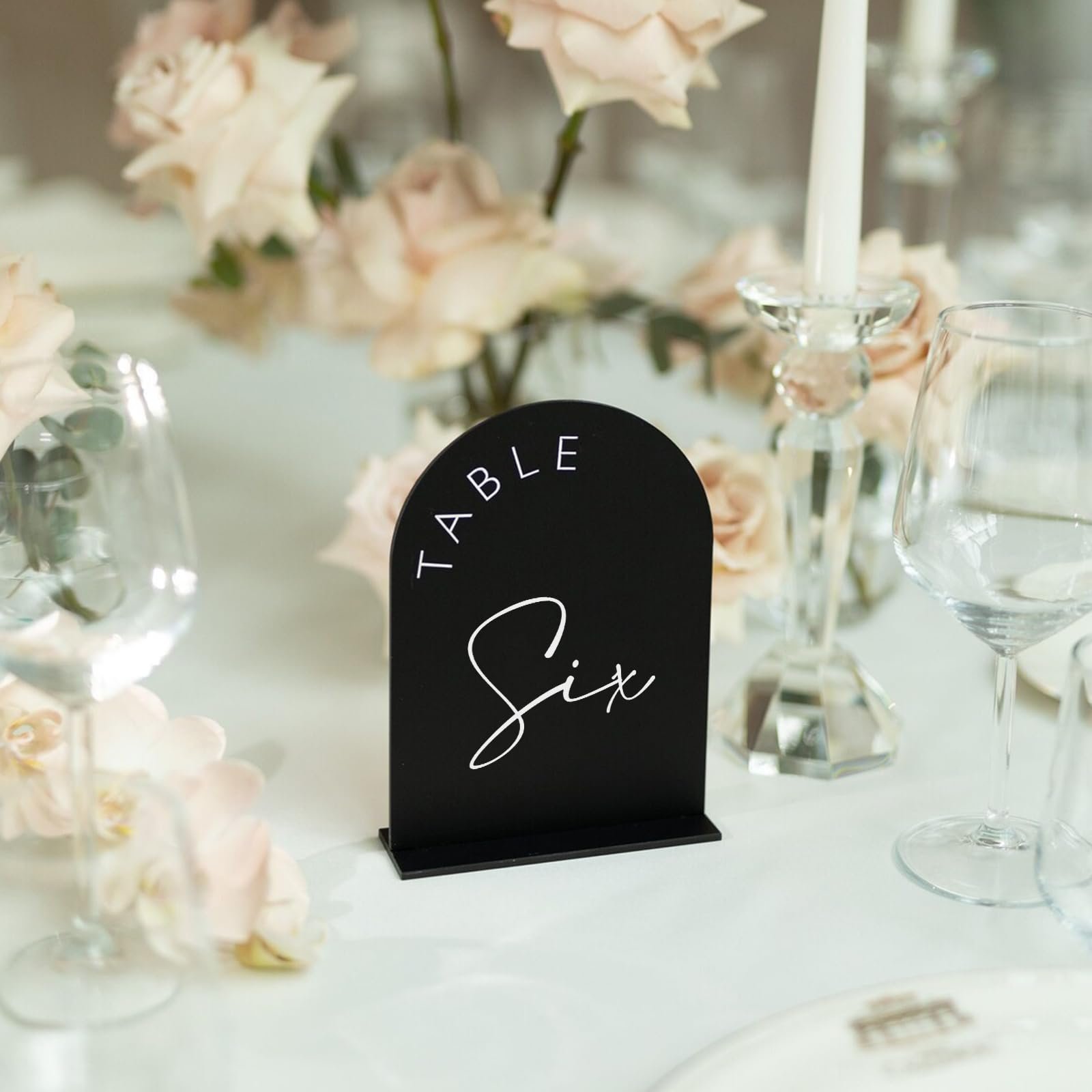 Custom Black Arch Wedding Table Numbers 1-20 with Stands Arched Acrylic Table Numbers for Wedding
