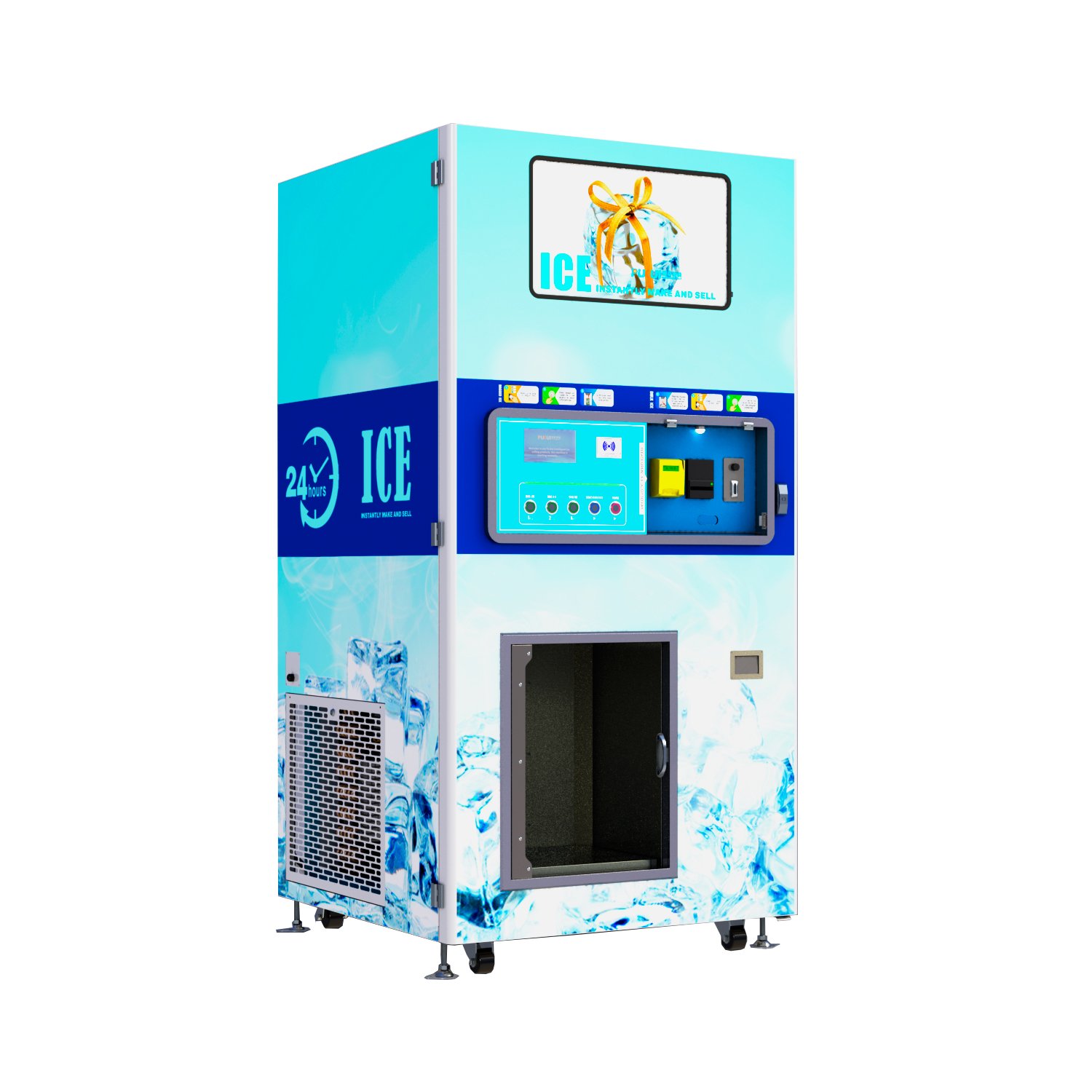 Commercial Coin Operated Self Serve Ice Vending Machine with Auto Bagging