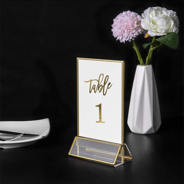 2022 New Frosted Gold Wedding Place Cards Durable Glass and Metal Table Numbers Home Decorate Supplies Pack in Box