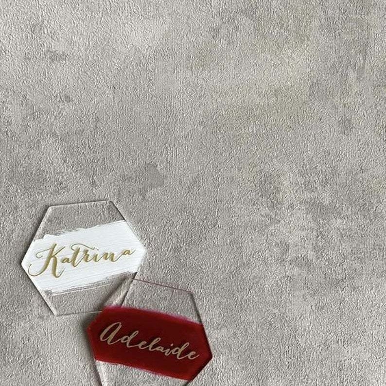 20pcs DIY Blank Guest Name Cards Table Settings Cards Blank Wedding Decoration Acrylic Hexagonal Place Card