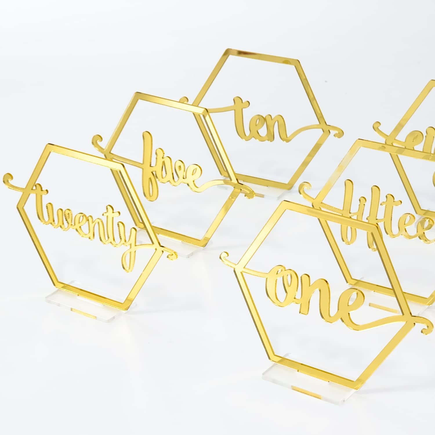 Factory Price Custom Acrylic Wedding Table Sign Gold Acrylic Escort Place Cards for Wedding, Birthday Parties, Table Numbers