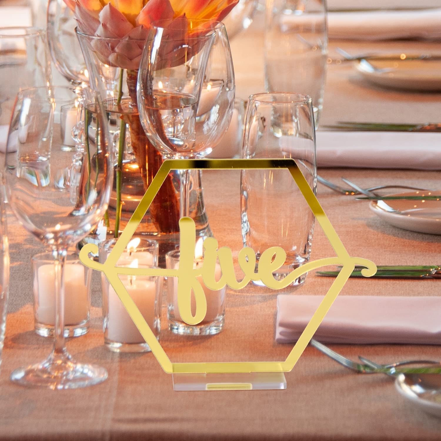 Factory Price Custom Acrylic Wedding Table Sign Gold Acrylic Escort Place Cards for Wedding, Birthday Parties, Table Numbers
