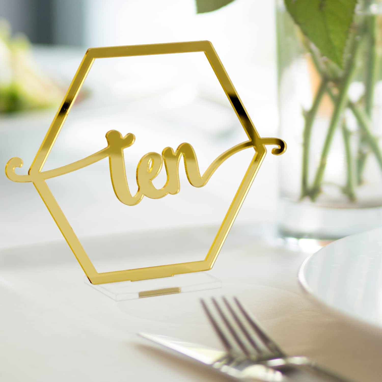 Factory Price Custom Acrylic Wedding Table Sign Gold Acrylic Escort Place Cards for Wedding, Birthday Parties, Table Numbers