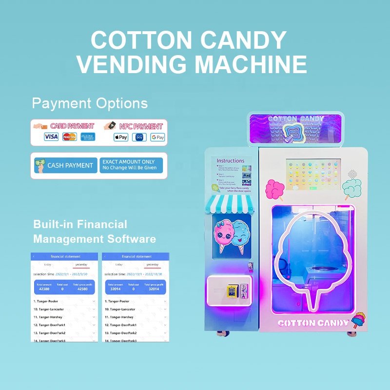 factory Customized Wholesale Colorful Sugar Sweet Cotton Candy Machine Automatic Cotton Candy Vending Robot Machine