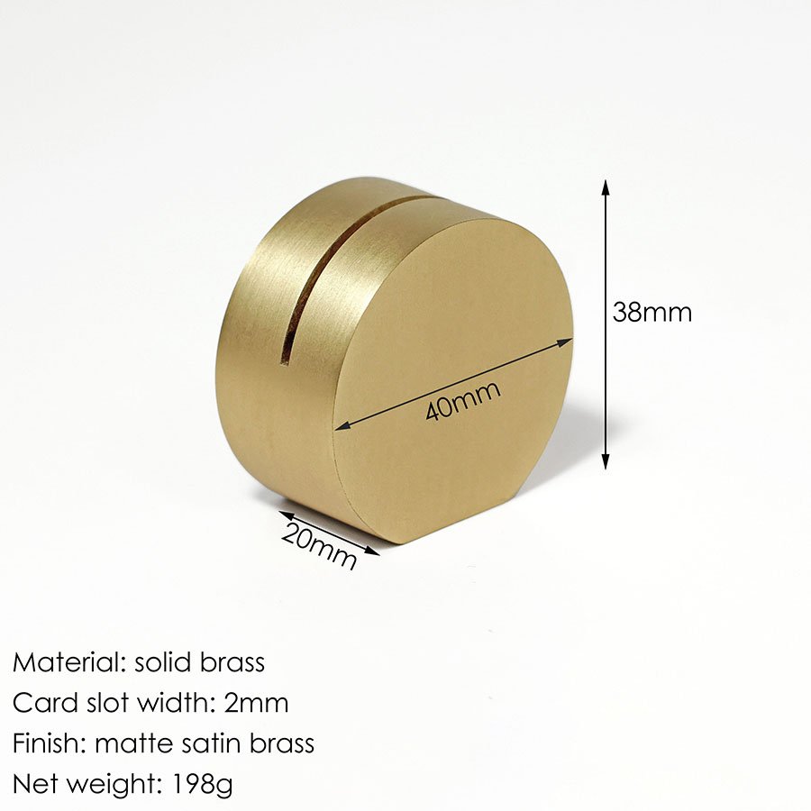 Solid Brass Card Holder Heavy Round Place Card Holder Picture Photo Menu Price Tag Display Rack