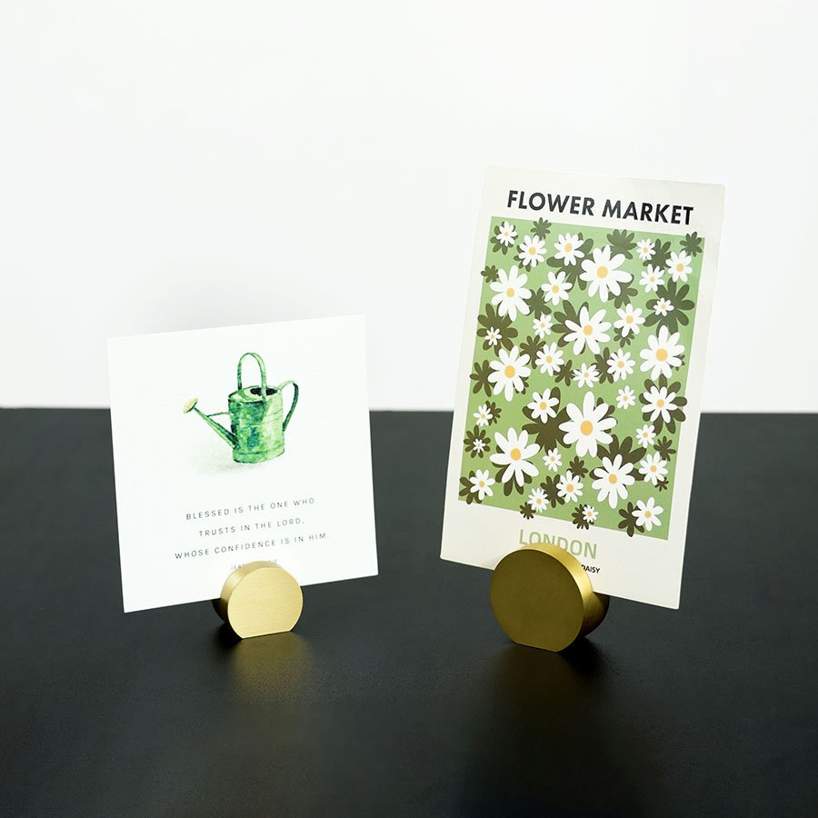 Solid Brass Card Holder Heavy Round Place Card Holder Picture Photo Menu Price Tag Display Rack
