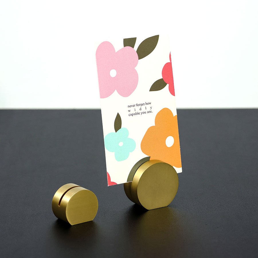 Solid Brass Card Holder Heavy Round Place Card Holder Picture Photo Menu Price Tag Display Rack
