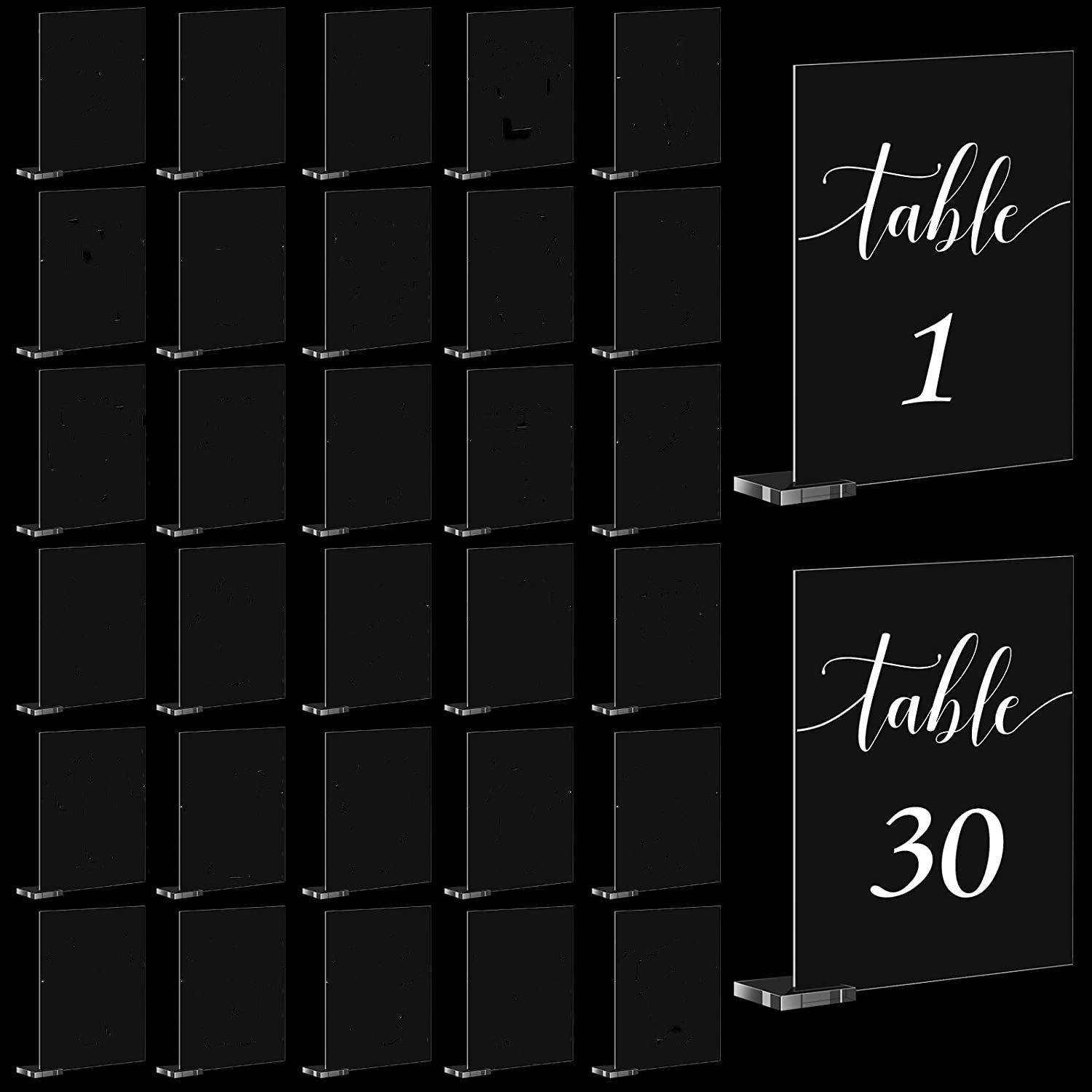 30 Pcs/Bag Acrylic Table Decoration Signs with Holder for Wedding Acrylic Gifts and Cards Sign Table Numbers