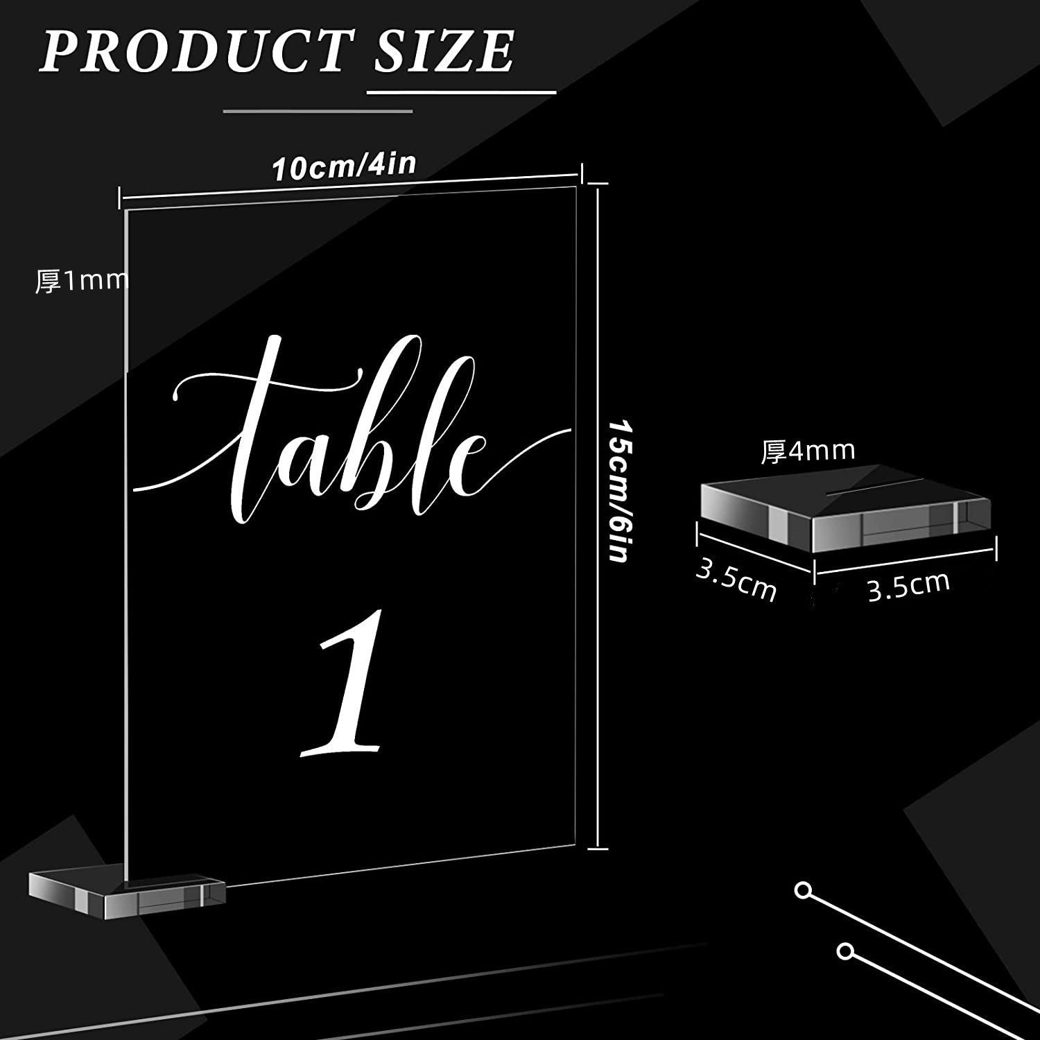 30 Pcs/Bag Acrylic Table Decoration Signs with Holder for Wedding Acrylic Gifts and Cards Sign Table Numbers