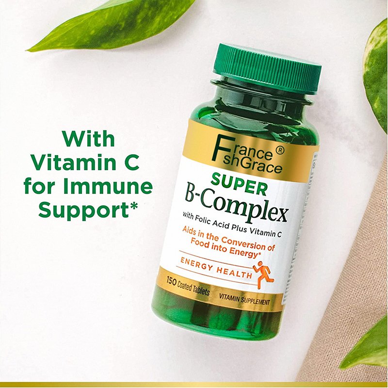 Super B Complex with Vitamin C Folic Acid Immune Energy Support Dietary Supplement for Immune Support