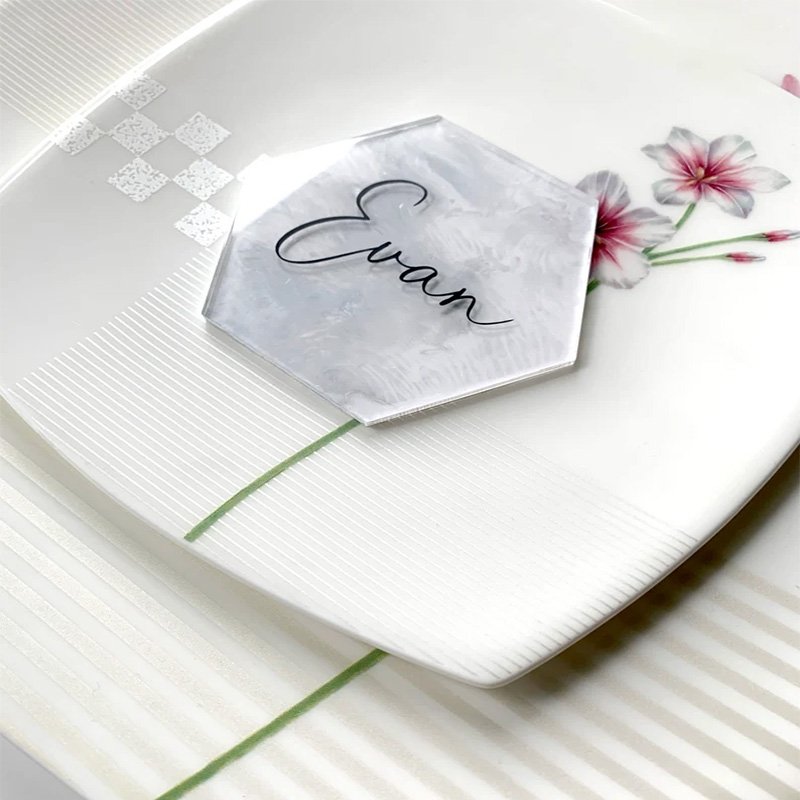 Acrylic Table Place Card Hexagon Party Card Guest Name Place Cards For Wedding or Birthday