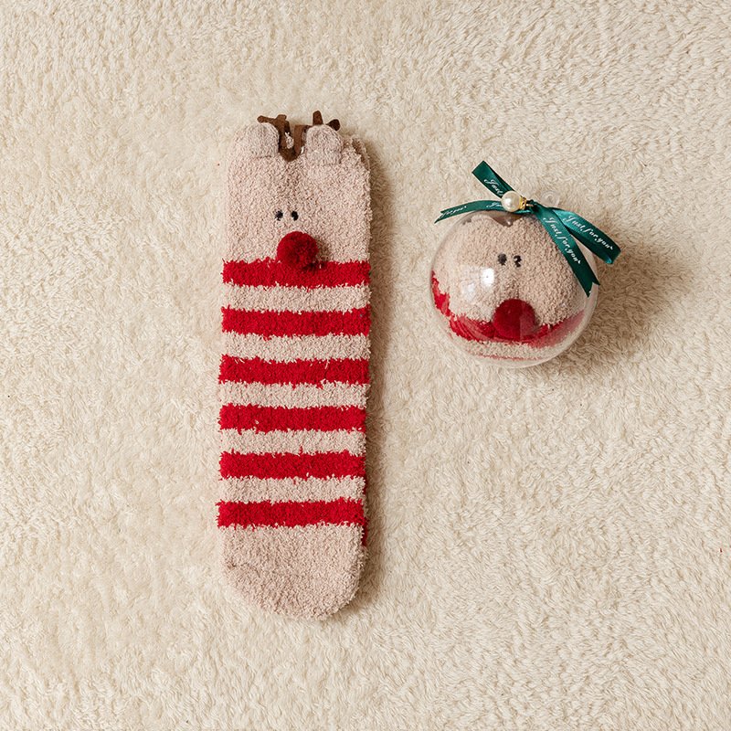 Women's Funny Packaging Christmas novelty sock Fun Plush Cosy Xmas Sox Winter gift socks