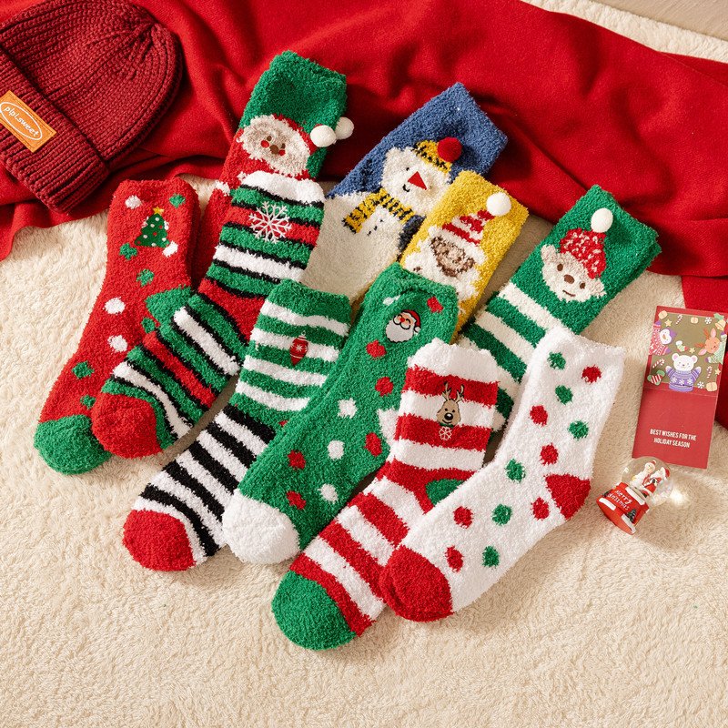 Women's Funny Packaging Christmas novelty sock Fun Plush Cosy Xmas Sox Winter gift socks