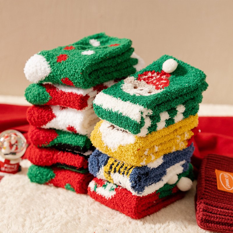 Women's Funny Packaging Christmas novelty sock Fun Plush Cosy Xmas Sox Winter gift socks