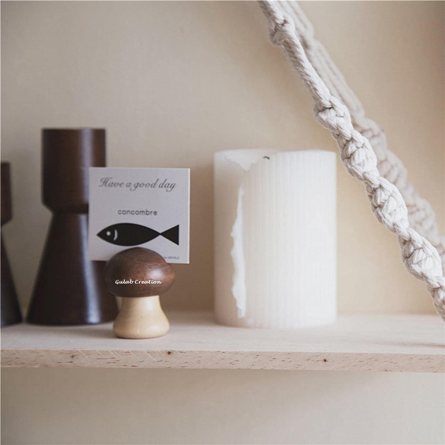 New Arrival Wooden Mushroom Card Holder Business Card Display Holder Mango Wood Card Case for Desk Desktop