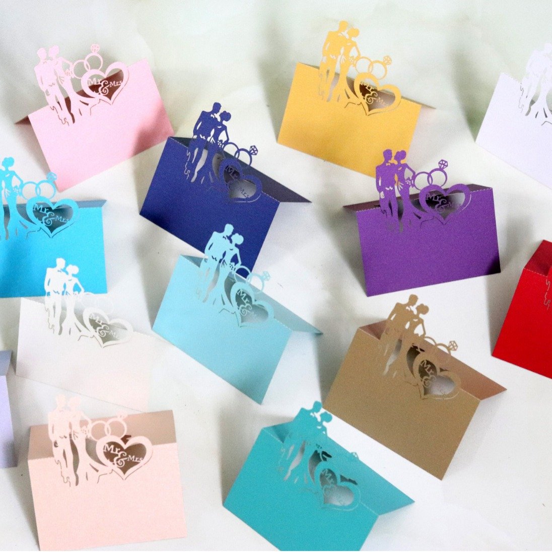 Bride Groom Place Name Place Seat Card Mr Mrs Table Cards for Wedding Party Decor