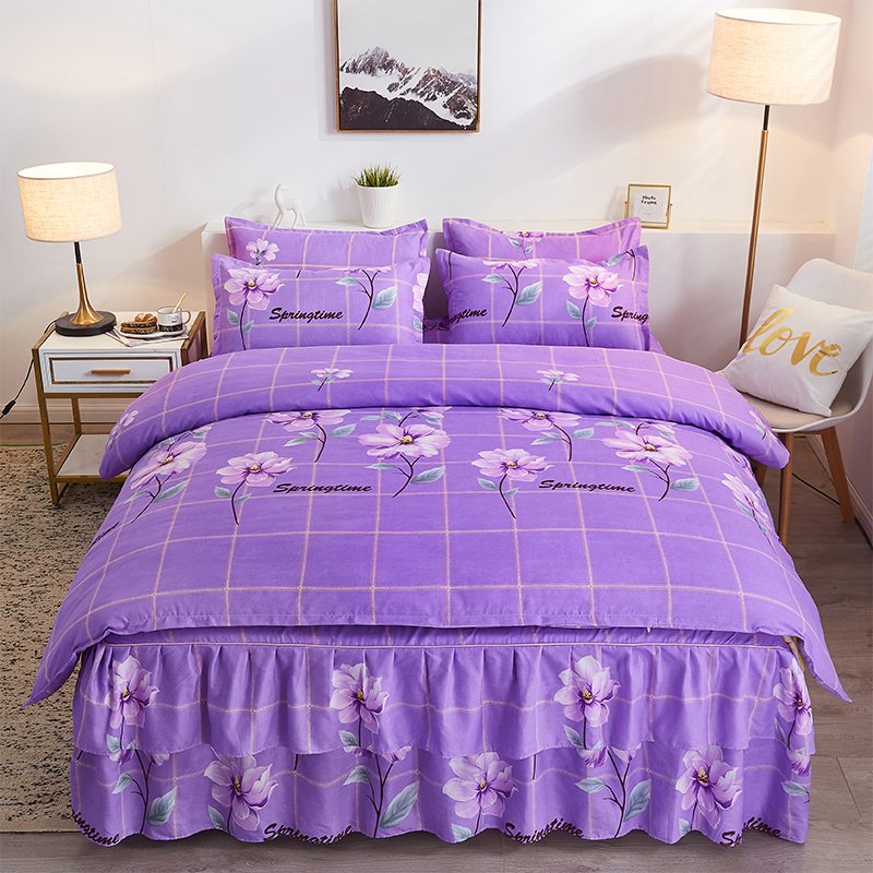 Wholesale Luxury Bed Skirt Bed Cover Set Skirt duvet cover sets & bed skirt 4pcs 100% cotton bedding set