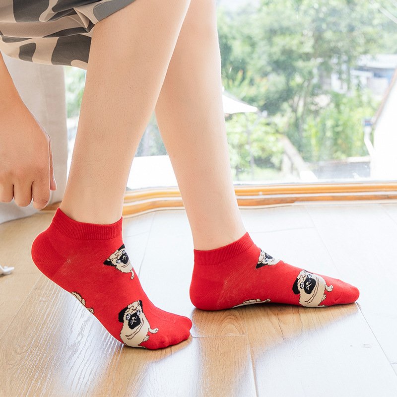 High quality women funny print ankle cotton short colored socks