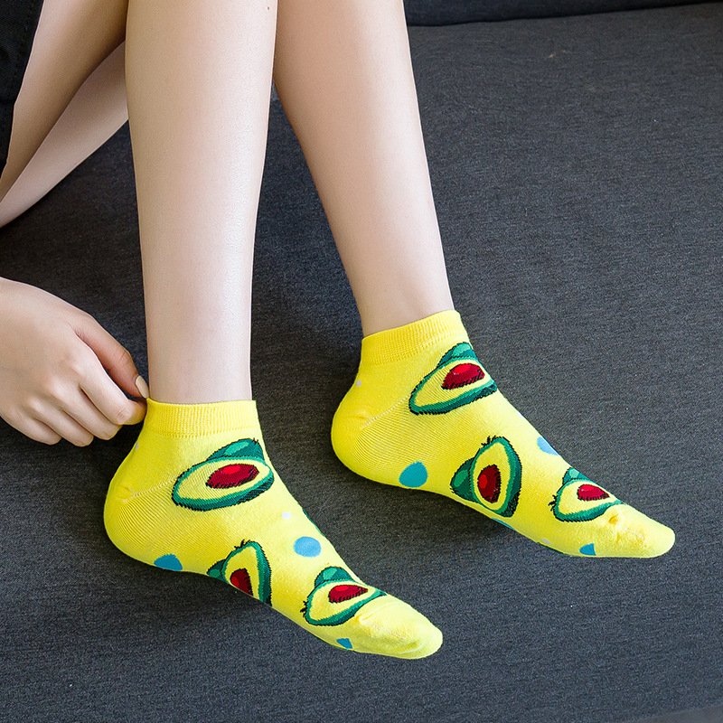 High quality women funny print ankle cotton short colored socks