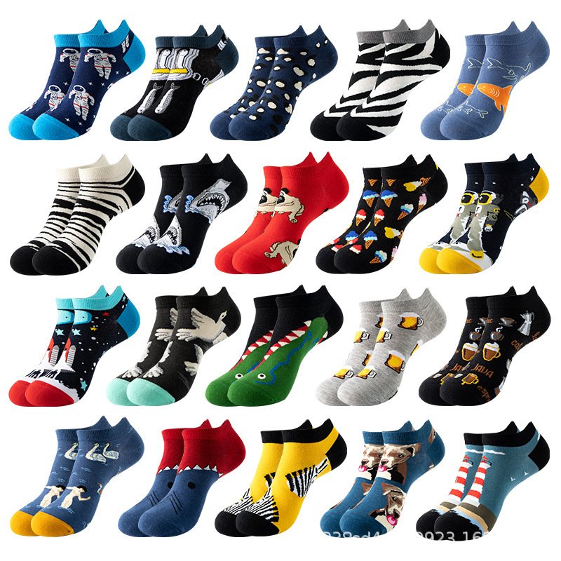 High quality women funny print ankle cotton short colored socks