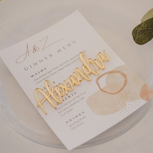 Personalized Gold Silver Acrylic Alphabet Letters Tag Label For Wedding Name Place Card Settings Guest