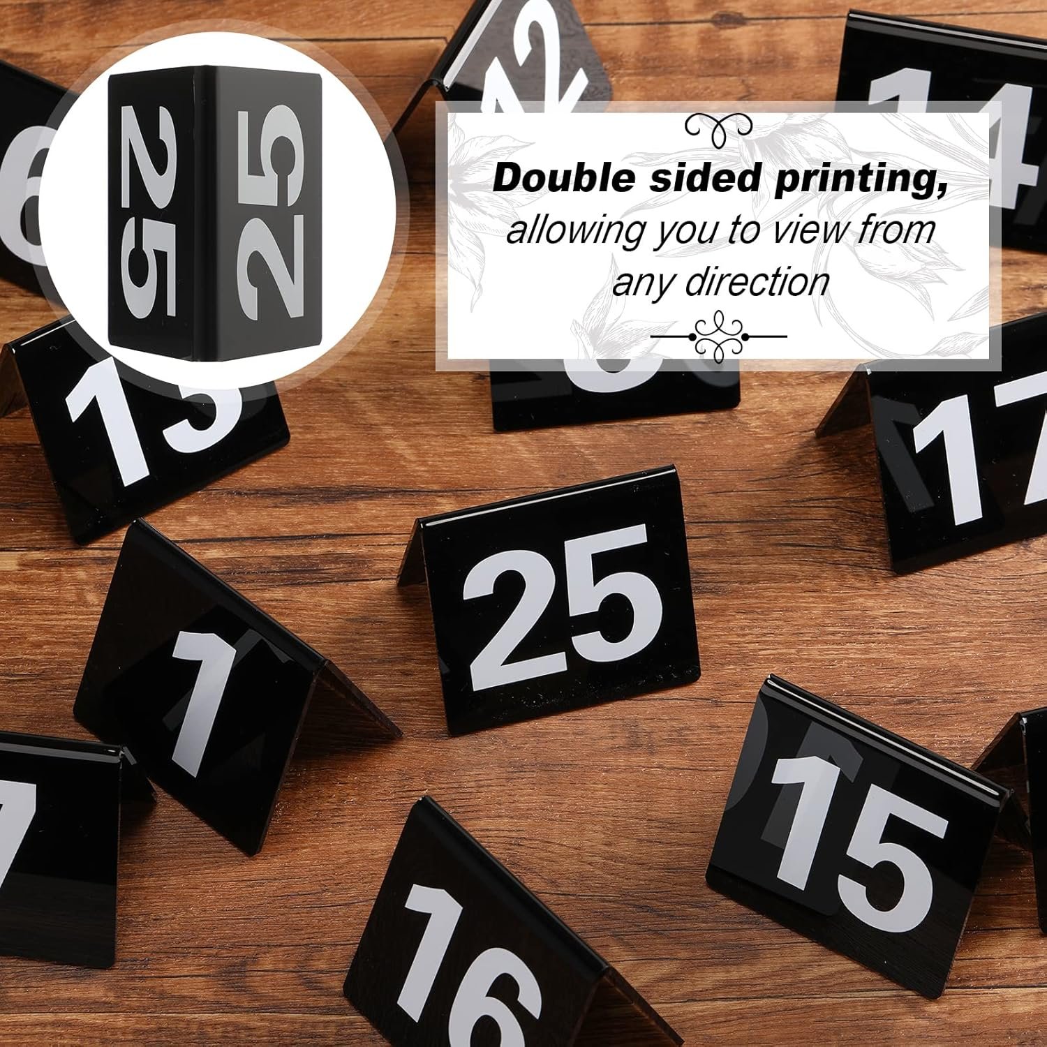 1-25 Wedding Table Numbers Double Side Table Tent Cards Acrylic Table Number Sign Holder for Restaurant Banquets Reception