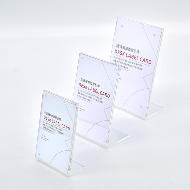 Acrylic A4 Table Stand Display Customized L-Shape Transparent Menu Display Holder Plastic Products For Sales