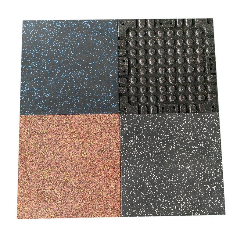 Vibration damping and sound insulation Black and blue rubber floor mats