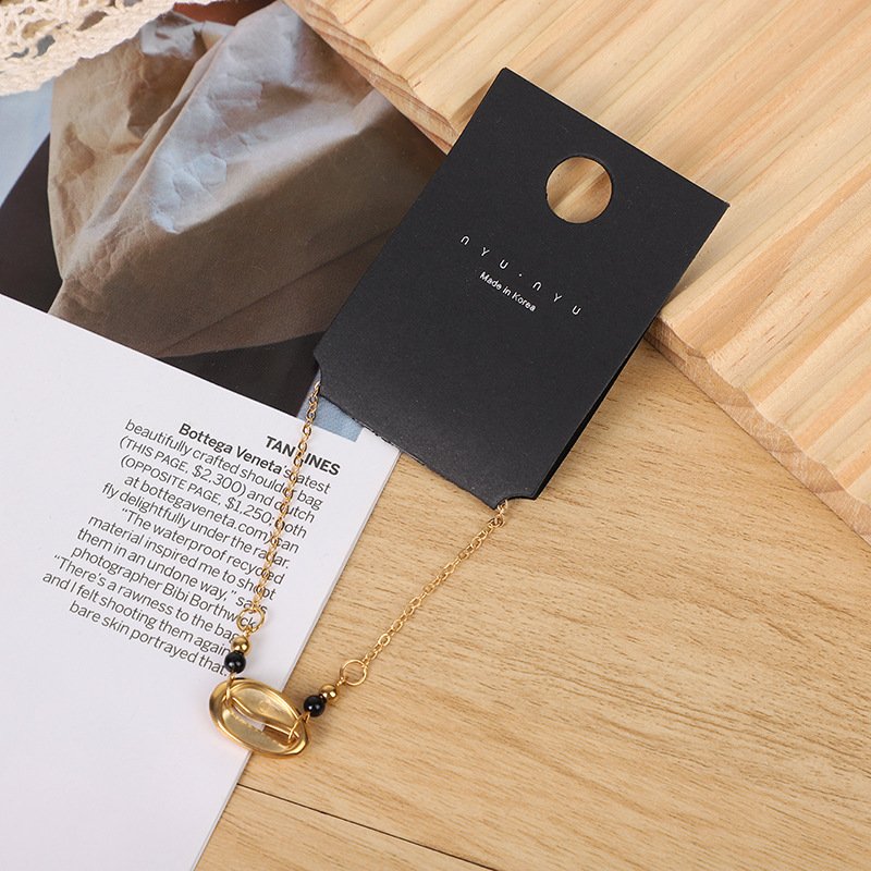 High End Recycled Black Paper Jewelry Display Cards Customized Logo Centre Folded Ring Stud Necklace Holding Card With Hole
