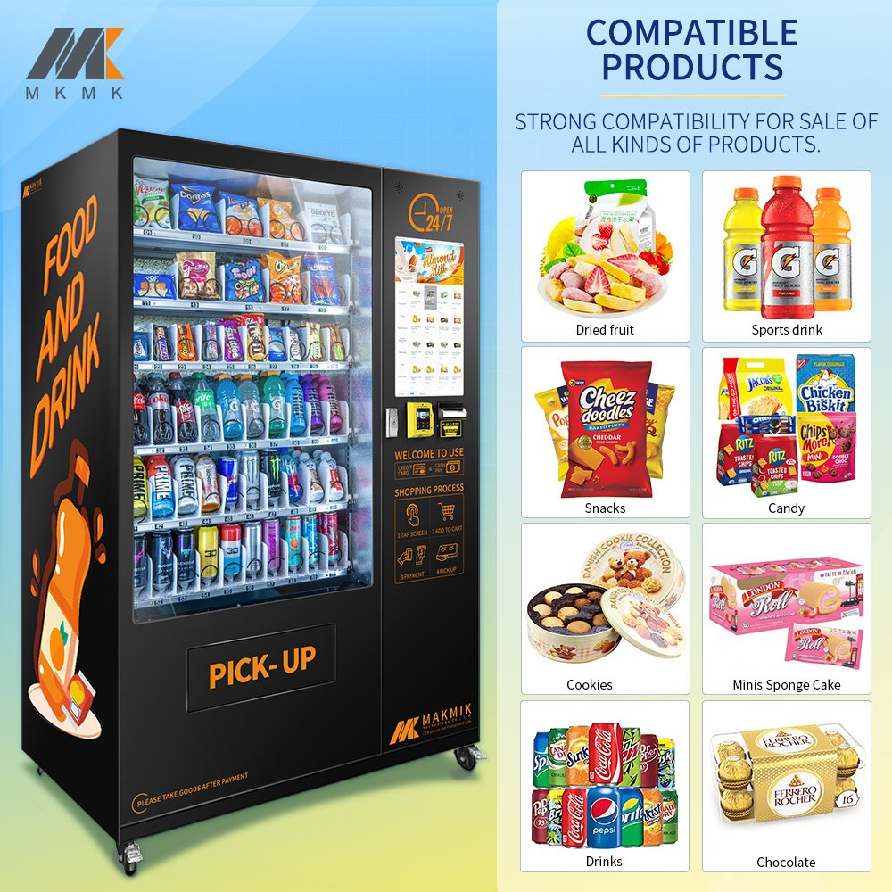 Factory Wholesale Price OEM Customized Combo Automatic Hd Touch Screen Snack Food And Drink Vending Machine