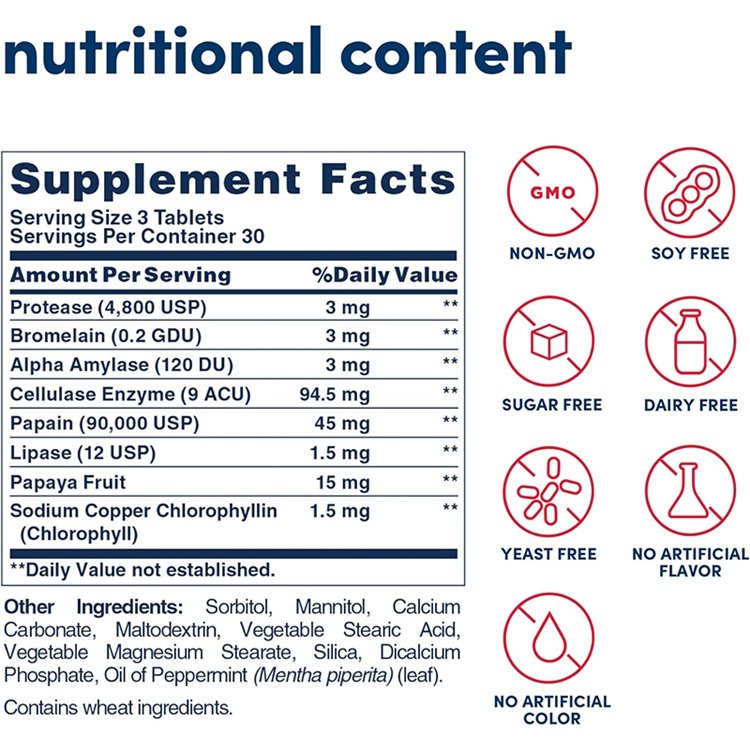 90 Count Super Papaya Enzyme Plus Chewable Tablets Natural Papaya Flavor Promotes Digestion & Nutrient Absorption