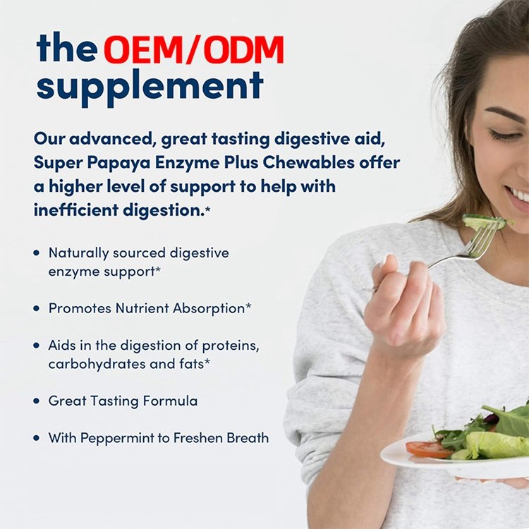 90 Count Super Papaya Enzyme Plus Chewable Tablets Natural Papaya Flavor Promotes Digestion & Nutrient Absorption