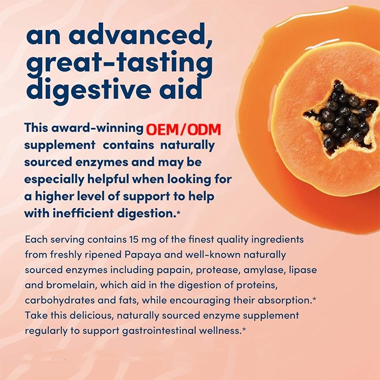 90 Count Super Papaya Enzyme Plus Chewable Tablets Natural Papaya Flavor Promotes Digestion & Nutrient Absorption