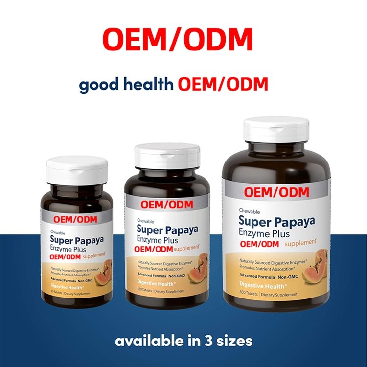 90 Count Super Papaya Enzyme Plus Chewable Tablets Natural Papaya Flavor Promotes Digestion & Nutrient Absorption