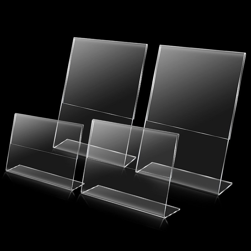 Factory Acrylic A4 Table Stand Display Customized L-Shape Transparent A5 A6 Menu Display Holder Plastic Products For Sales