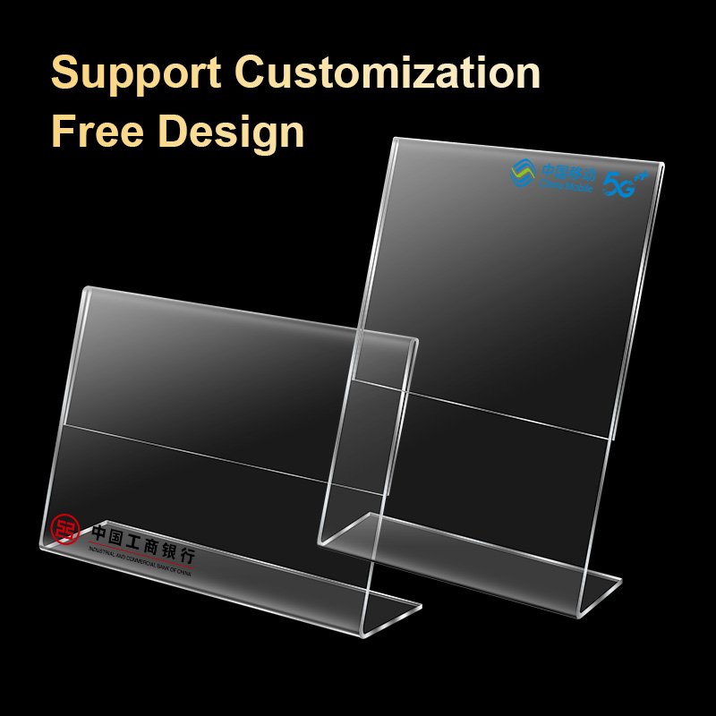 Factory Acrylic A4 Table Stand Display Customized L-Shape Transparent A5 A6 Menu Display Holder Plastic Products For Sales