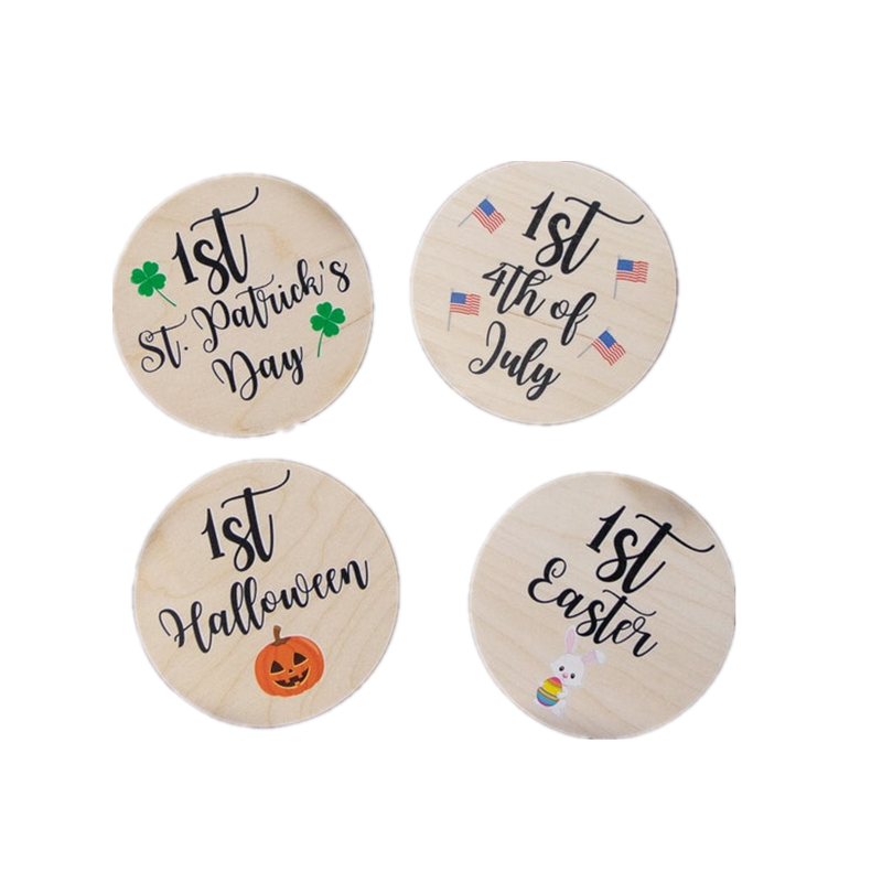 Custom Newborn Monthly Milestone Cards Hello World Birth Announcement Board Wooden Art Decor sign Laser Toy Model Perfect Gift