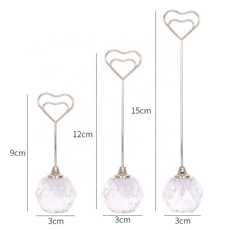 Wholesale Metal Base Place Card Stand Crystal Base Table Number Holder for Restaurant Hotel Wedding