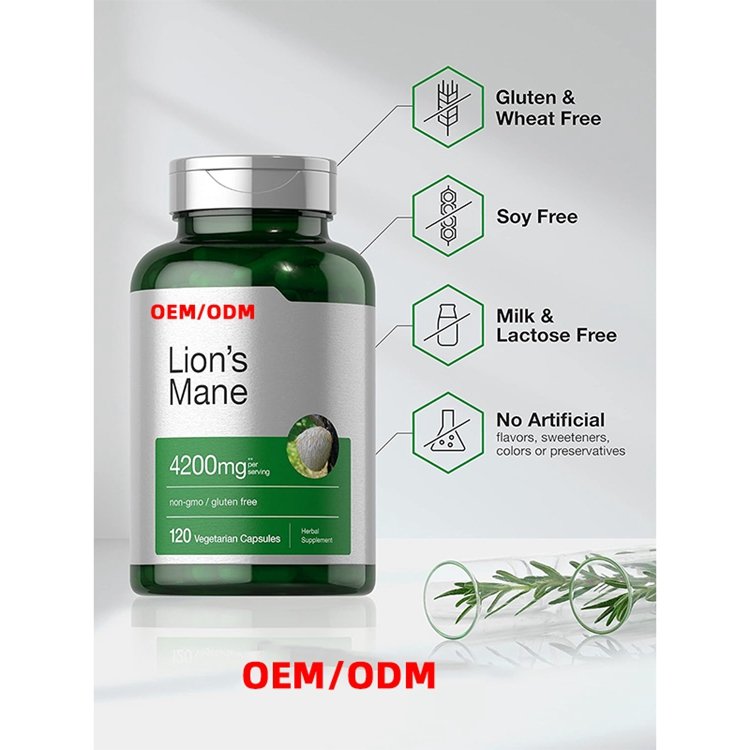 Lions Mane Mushroom Extract 4200mg 120 Capsules Vegetarian Non-GMO Gluten Free Supplement