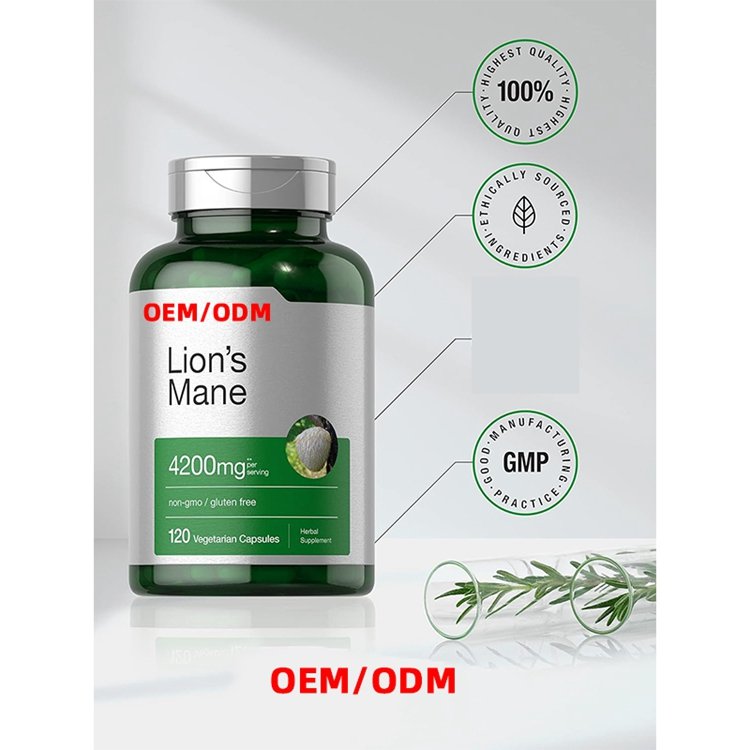 Lions Mane Mushroom Extract 4200mg 120 Capsules Vegetarian Non-GMO Gluten Free Supplement