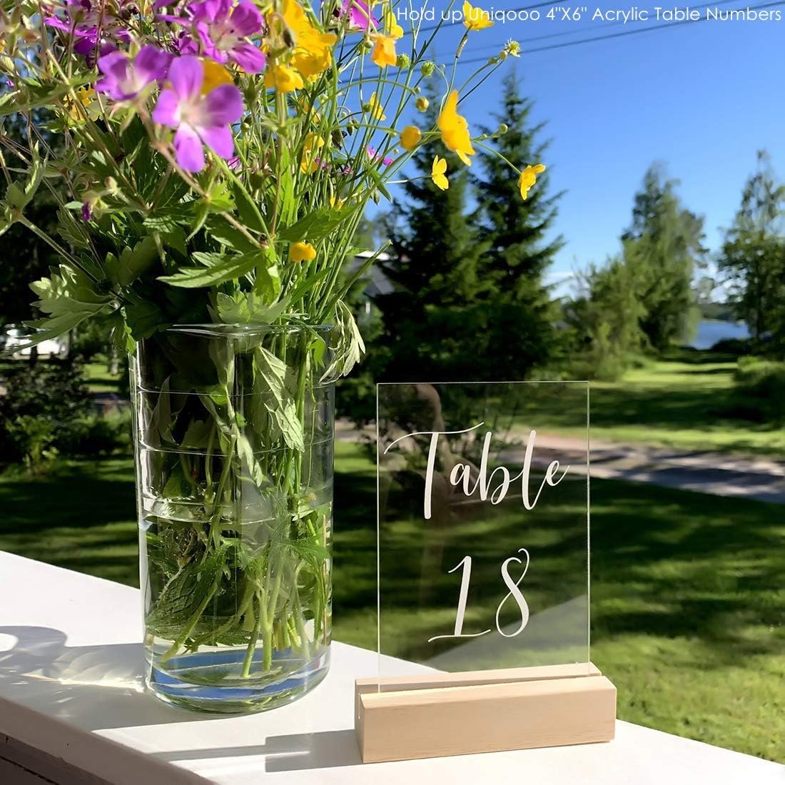 Natural Wooden Oak Acrylic Photocard Holder Place Card and Menu Holder for Wedding and Party Table Sign Decor Blank Sign Stand